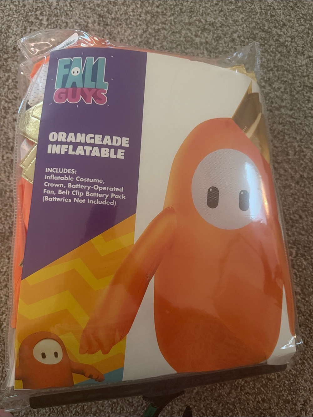 Spirit Fall Guys Orangeade Inflatable Kids Costume - Orange with Gold Crown